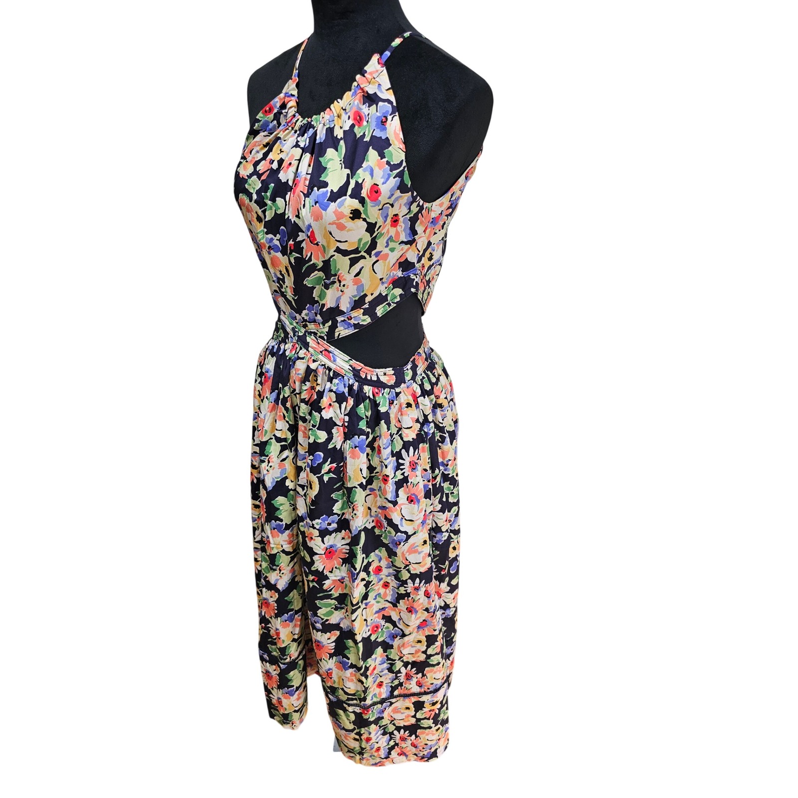 Something Navy Floral Cut Out Maxi Dress Women Xs Navy New M